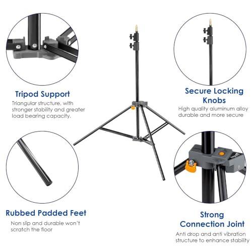 Impact Impact Link Interlocking Air-Cushioned Light Stand (7.9') - Heavy Duty 3-Section Light Stand for Photography, 8.8 lb Capacity, 5/8" Baby Pin, 3/8"-16 Thread for Studio Lighting, LED, Ring Lights