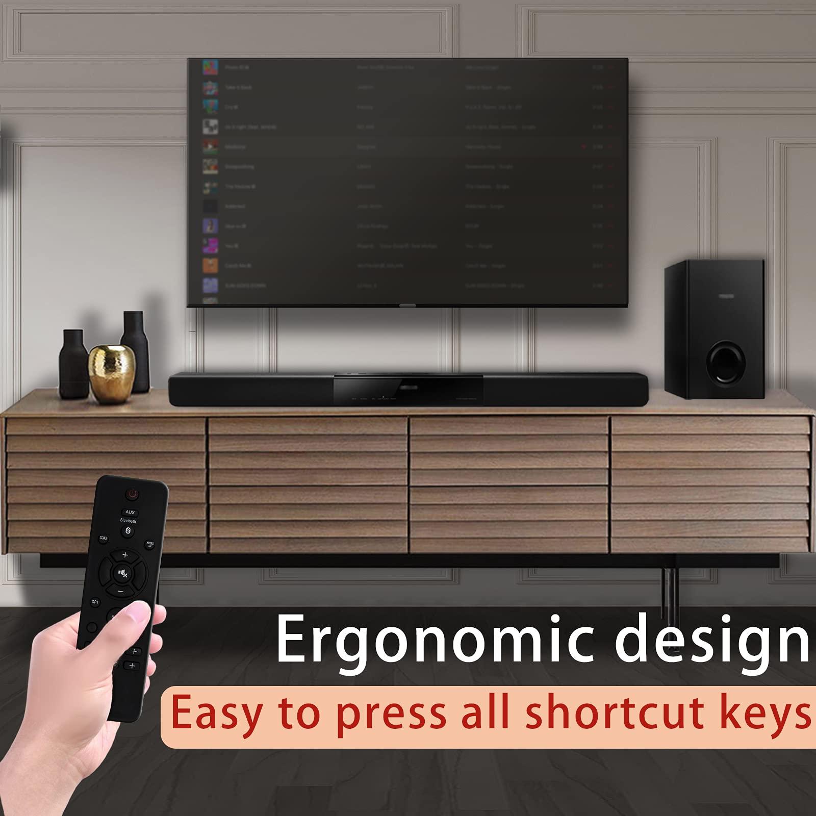 Maozhren Remote Control Compatible with Philips Soundbar Speaker HTL2151/F7 HTL2111A/F7 HTL2111A HTL2101A/F7 HTL2101A HTL2101/F7 HTL2160/F7 /F7996510059695 HTL996580004176 HTL1177BF7 HTL1170BF7 with Batteries