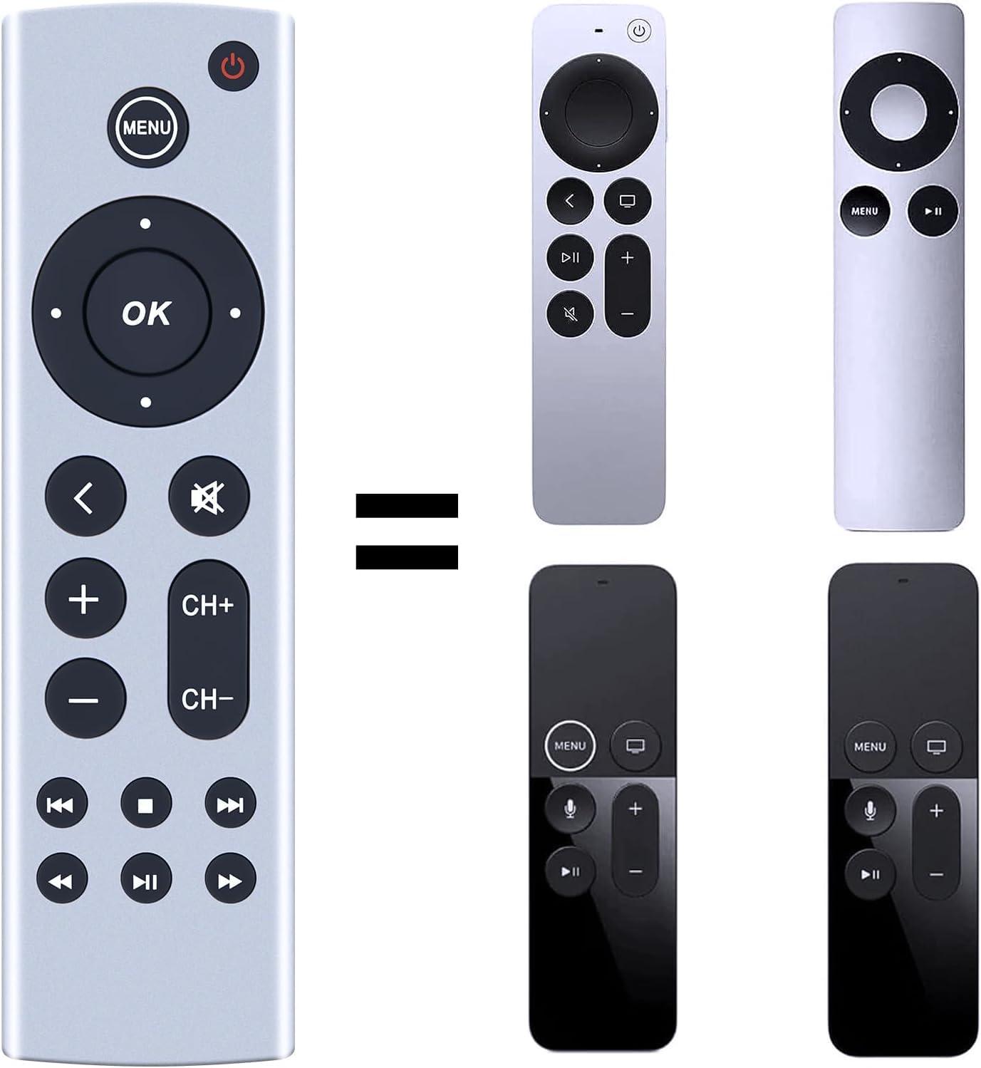 PZL Universal Replacement Remote Control fit for Apple TV Gen 1 2 3 4, for Apple TV 4K/ HD A1427 A1469 A1378 A1218 A2843 A2737 A2169 A1842 A1625 (No Voice Function)