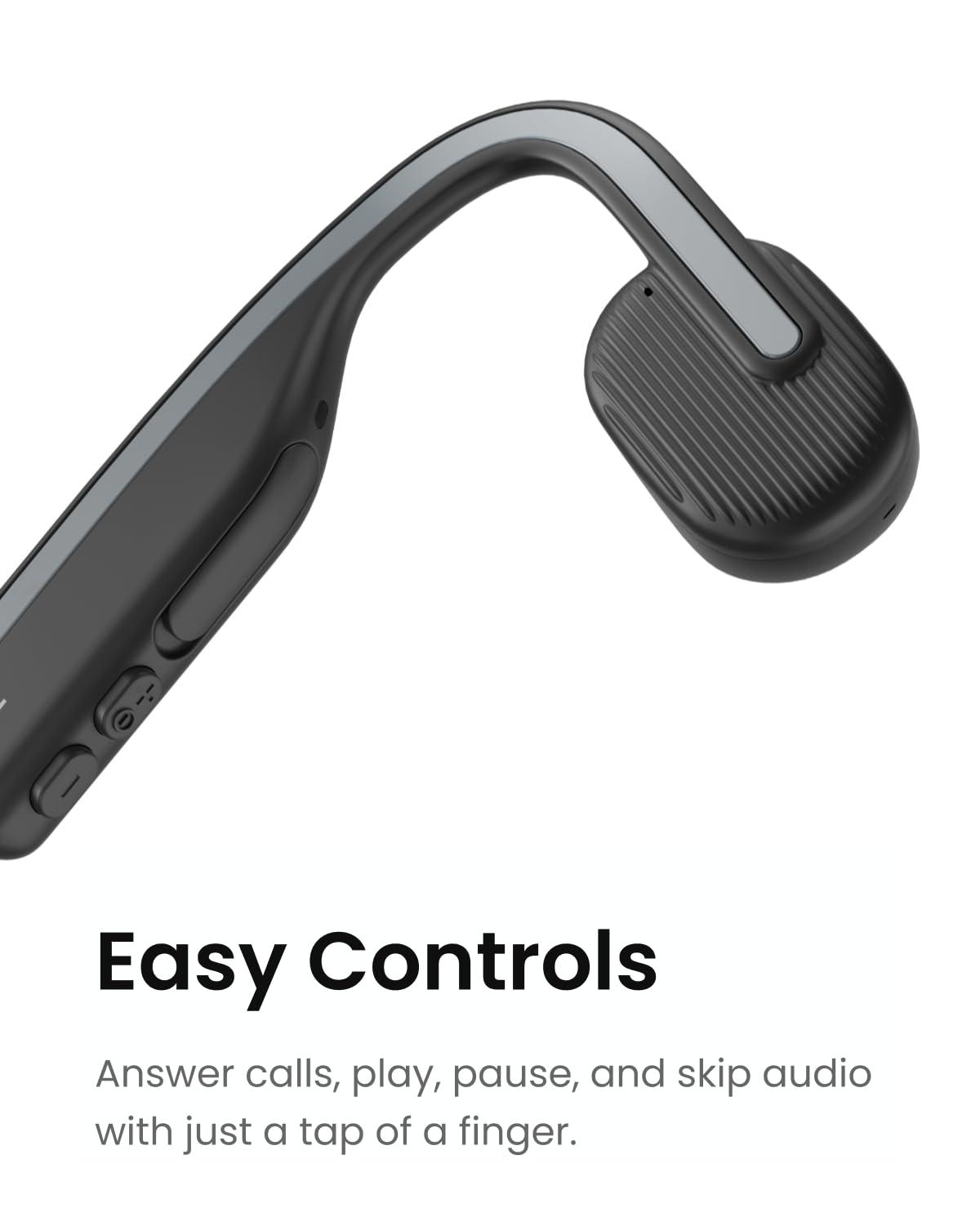 SHOKZ SHOKZ OpenMove - Open-Ear Bluetooth Sport Headphones - Bone Conduction Wireless Earphones - Sweatproof for Running and Workouts, with Sticker Pack (Grey) (Renewed)