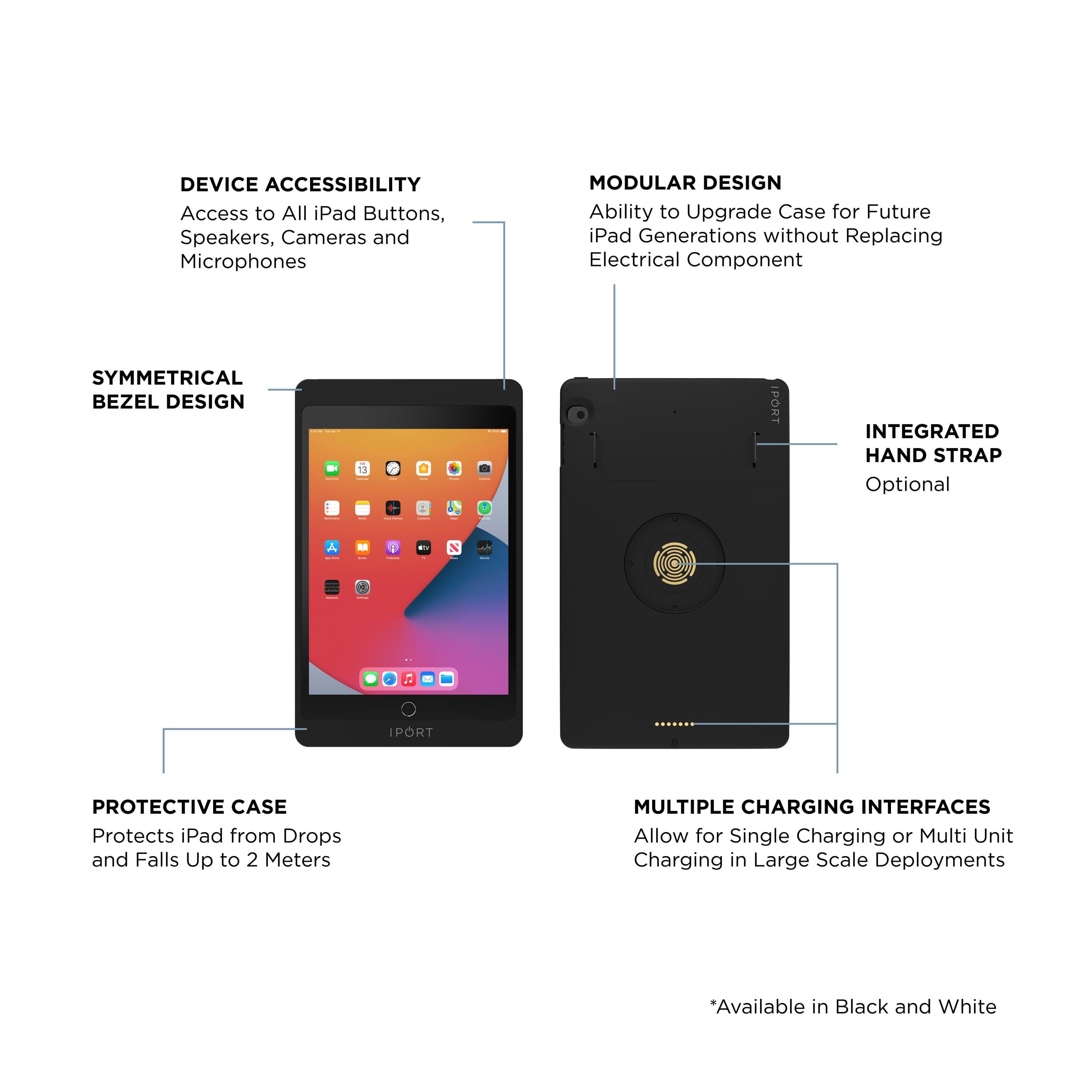 iPort IPORT 72301 Connect PRO iPad Case Wireless Charging Case for iPad 10.2 (9th, 8th, 7th Gen) | Contactless Charging, Magnetic Docking, and 360 Rotation | Secure & Sleek Design White