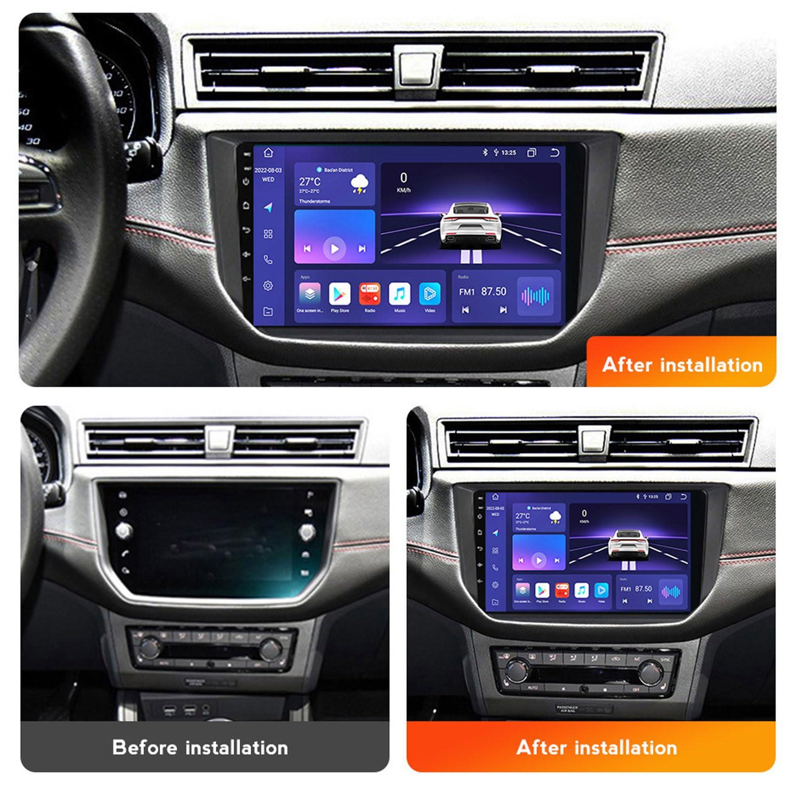 EsaSam EsaSam Android 12 Double Din Car Stereo 9 Inch Touch Screen Radio with GPS Navigation Bluetooth FM Radio Receiver for Seat Ibiza 2017~2020 Support Carplay/Auto/DSP/RDS/USB,8 core m400s 4g+64g