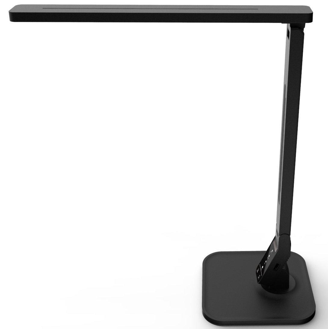 Lampat LAMPAT Dimmable LED Desk Lamp, 4 Lighting Modes (Reading/Studying/Relaxation/Bedtime), 5-Level Dimmer, Touch-Sensitive Control Panel, 1-Hour Auto Timer, 5V/1A USB Charging Port, Piano Black