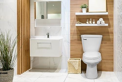 Centoco Centoco Elongated Toilet Seat Soft Close, Closed Front with Cover, Premium Seat, Plastic, Made in the USA, Crane White (Cotton/Bright)