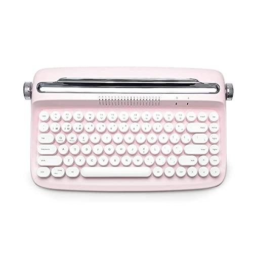 YUNZII YUNZII ACTTO B303 Wireless Typewriter Keyboard, Bluetooth Connection, Cute Retro Aesthetic Design with Integrated Stand for Tablet, Phone, PC and Win/Mac/Android(B303, Baby Pink)