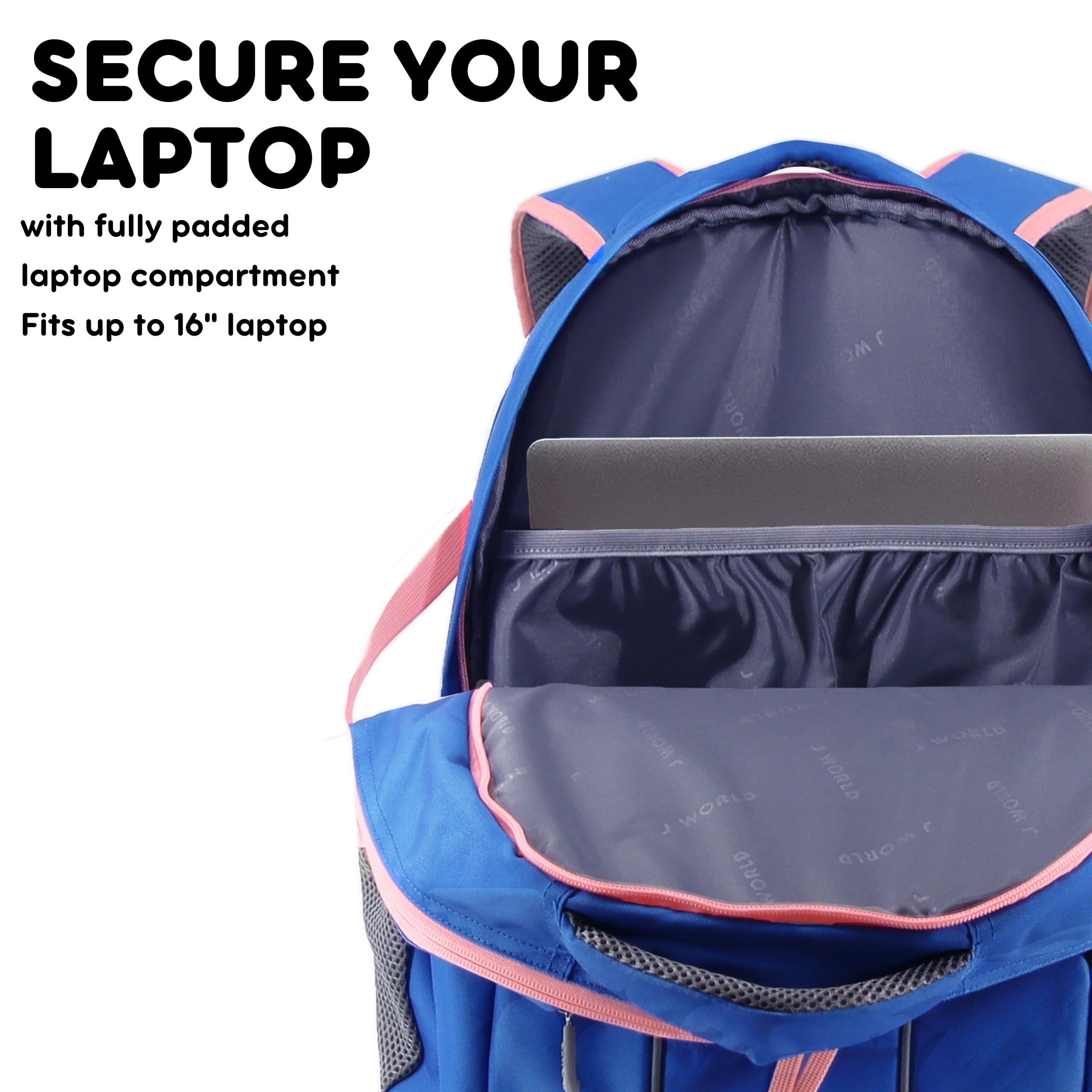 J World New York J World New York Atom Multi-Compartment Laptop Backpack, Navy Pink, One Size