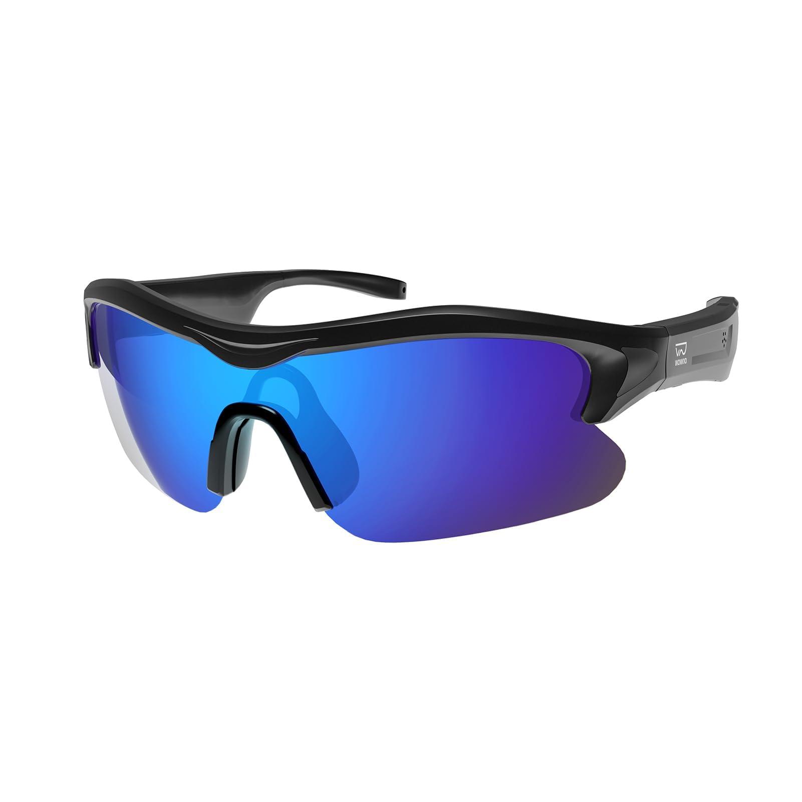 WOWRIO Cycling Bluetooth Glasses with Open-Ear Hi-Fi Audio, AI Noise-Canceling Mic, UV400 Protection, IPX4 Waterproof, All-Day Battery, Ultra-Light 40g, Wind Noise Reduction, for Biking, Running & Scootering