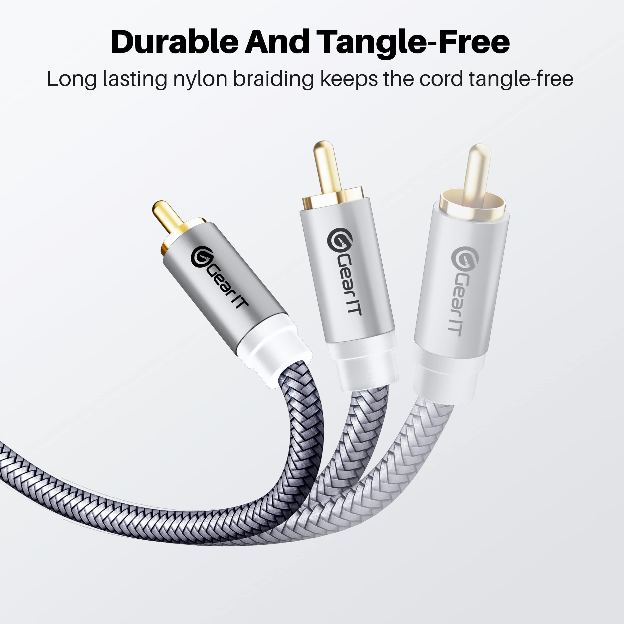 GEARit GEARit RCA Cable (10FT) 2RCA Male to 2RCA Male Stereo Audio Cables Shielded Braided RCA Stereo Cable for Home Theater, HDTV, Amplifiers, Hi-Fi Systems, Car Audio, Speakers, 10 Feet