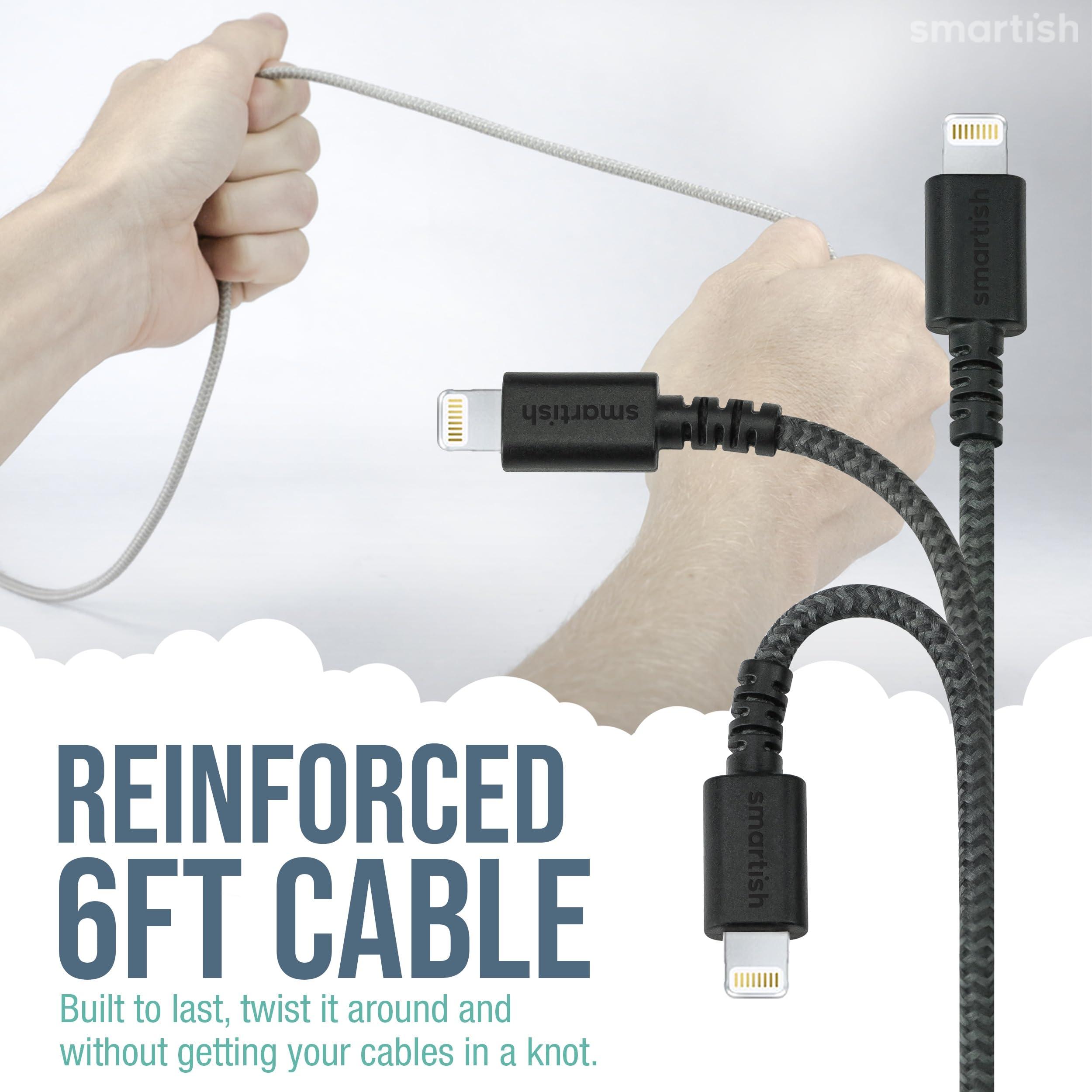 Smartish Smartish Bigger Cable Wrangler and Charger Bundle - Cable Organizer with 2-in-1 USB-C to USB-C/Lightning Cable Fast Charger 100W - Lightly Toasted Beige