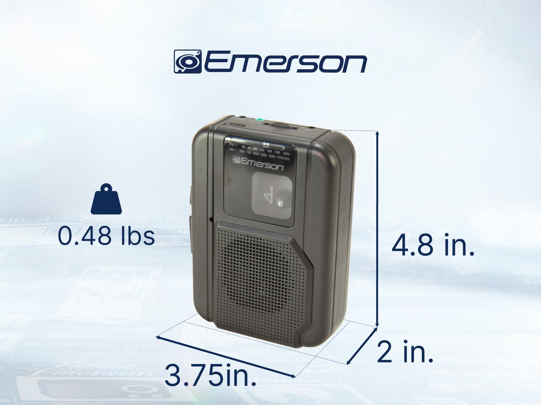 Emerson Emerson EPC-1001 Portable Cassette Player & Recorder with AM/FM Radio and Bluetooth Connectivity, Built-in Speaker, Auto-Stop Playback, 3.5mm Headphone Jack - Classic Cassette Recording