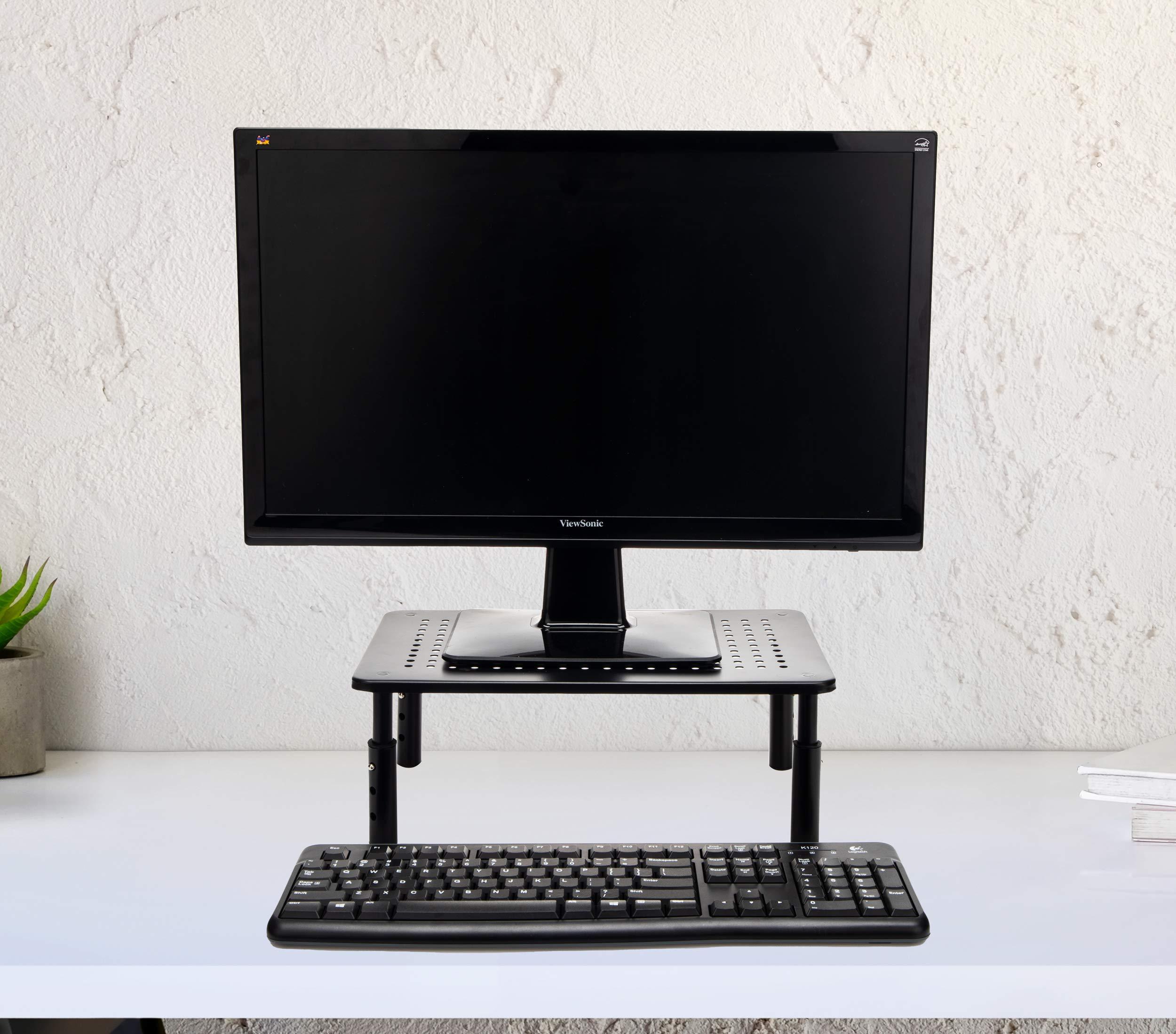 Mind Reader Mind Reader Monitor Stand, Height Adjustable, Ventilated Laptop Riser, Metal, 14.5" L x 9.25" W x 4-5.5" H, Set of 2, Black