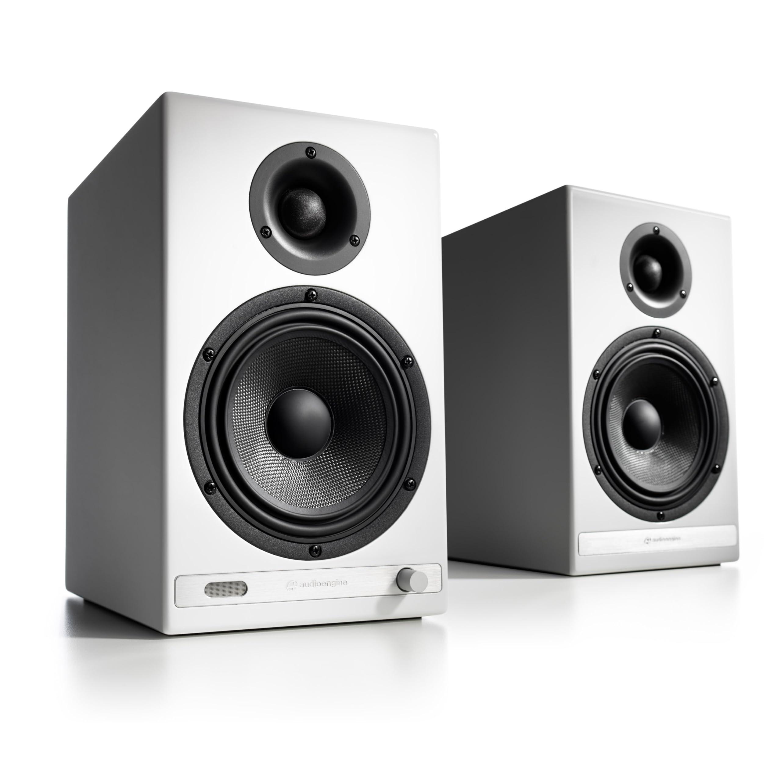 Audioengine Audioengine HD6 White Bluetooth Bookshelf Speakers with White S8 Subwoofer and Stands with Remote