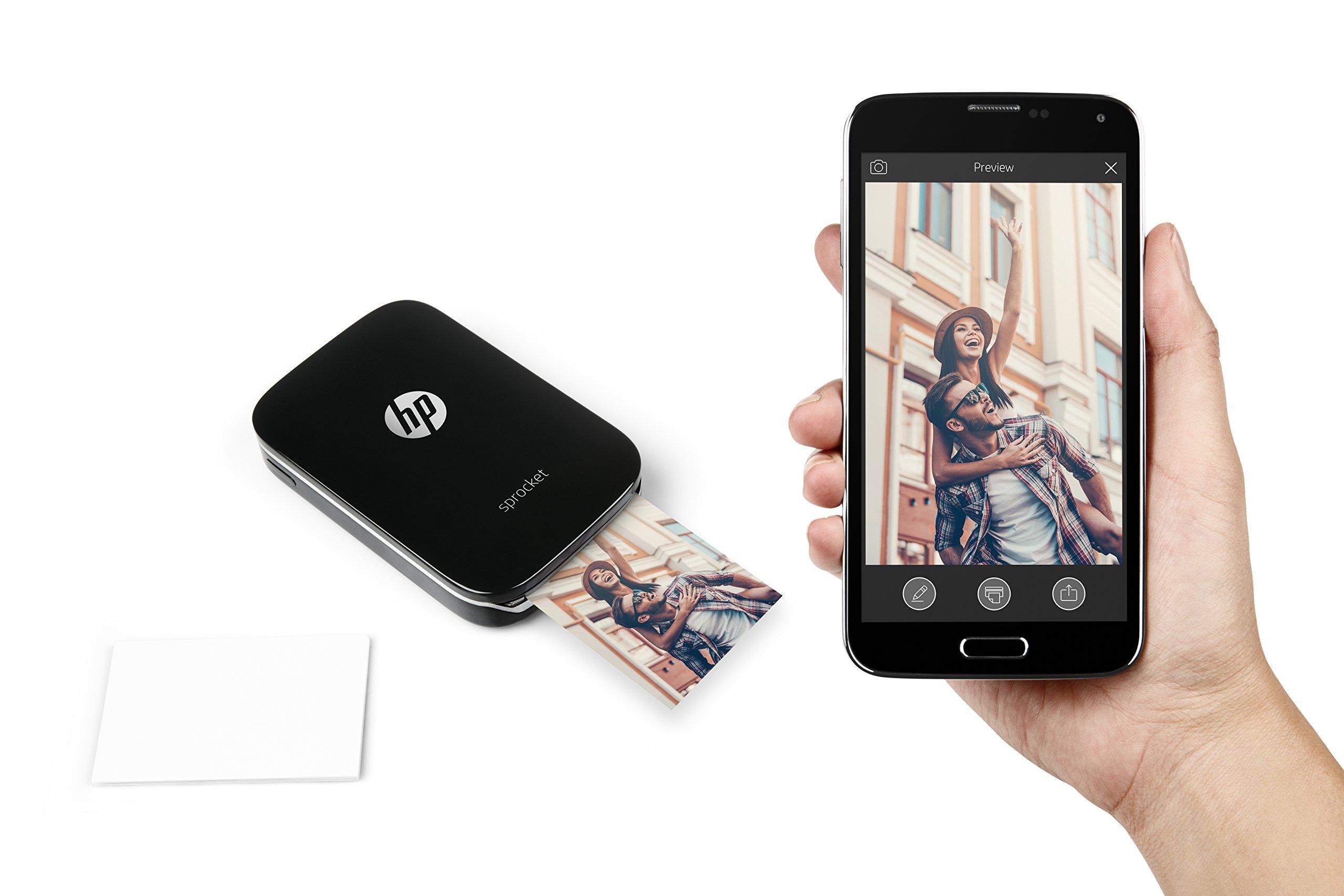 HP Sprocket HP Sprocket Portable Photo Printer, Print Social Media Photos on 2x3" Sticky-Backed Paper - Black (X7N08A)