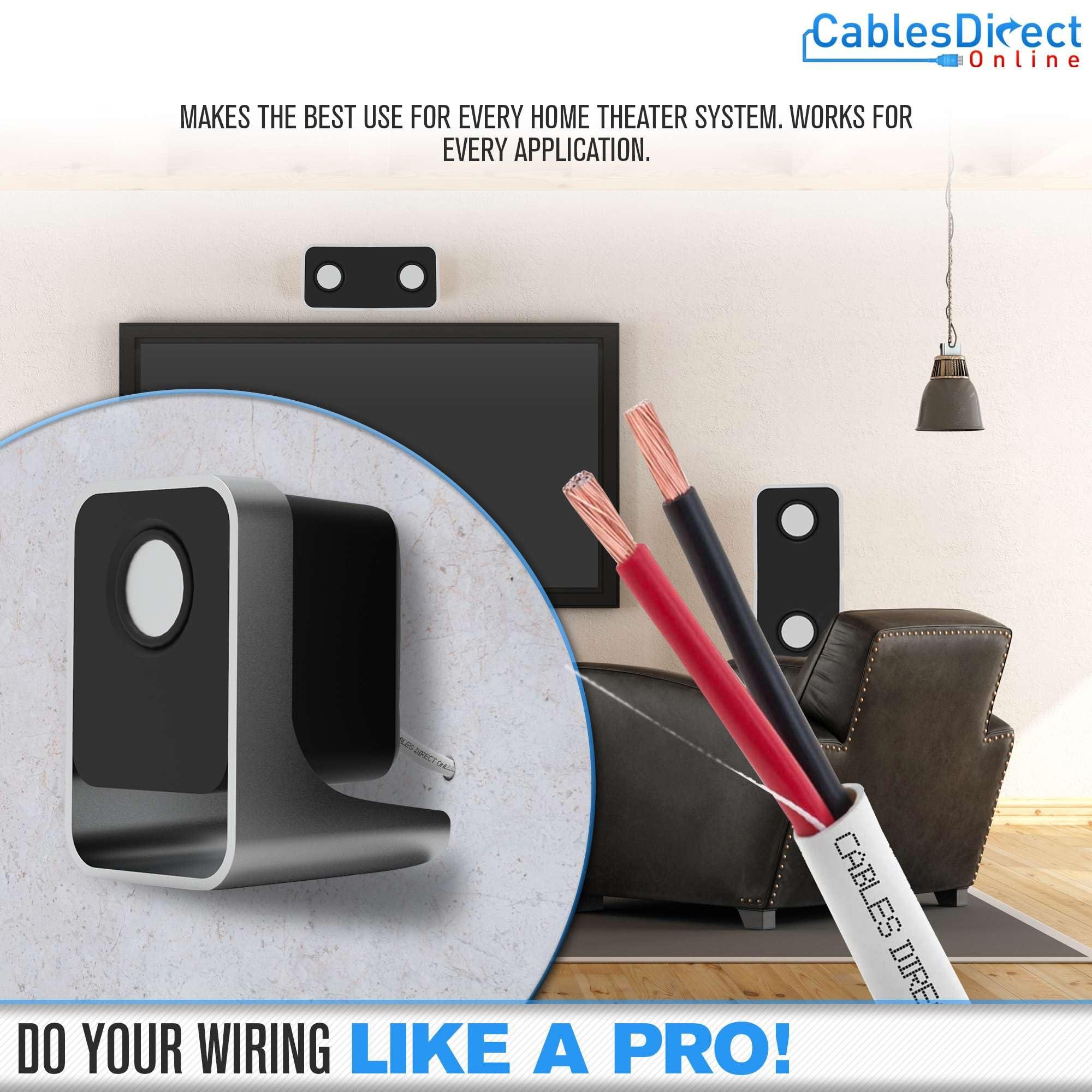 Cables Direct Online Cables Direct Online 100 feet Speaker Wire 18 Gauge CL2 Rated Indoor Low Voltage Copper Clad Aluminum (CCA) 2 Conductors Cable with Easy Pull Box Perfect for in-Wall Installation 18/2