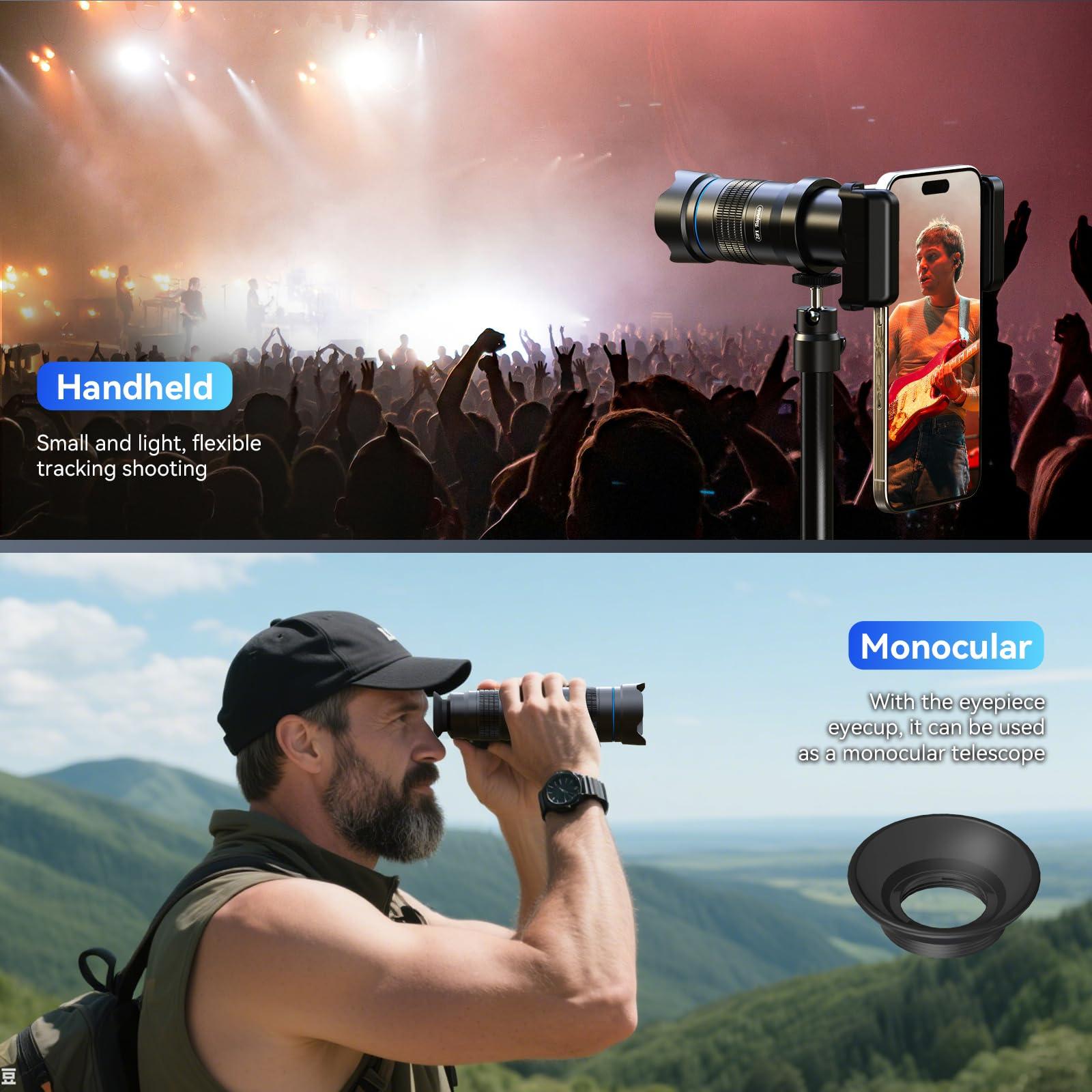 APEXEL Apexel 10 in 1 Phone Camera Lens Kit Wide Angle/Macro/Fisheye/Telephoto/CPL/Flow/Radial/Star Filter/Kaleidoscope Lens for iPhone and Most Phone Black