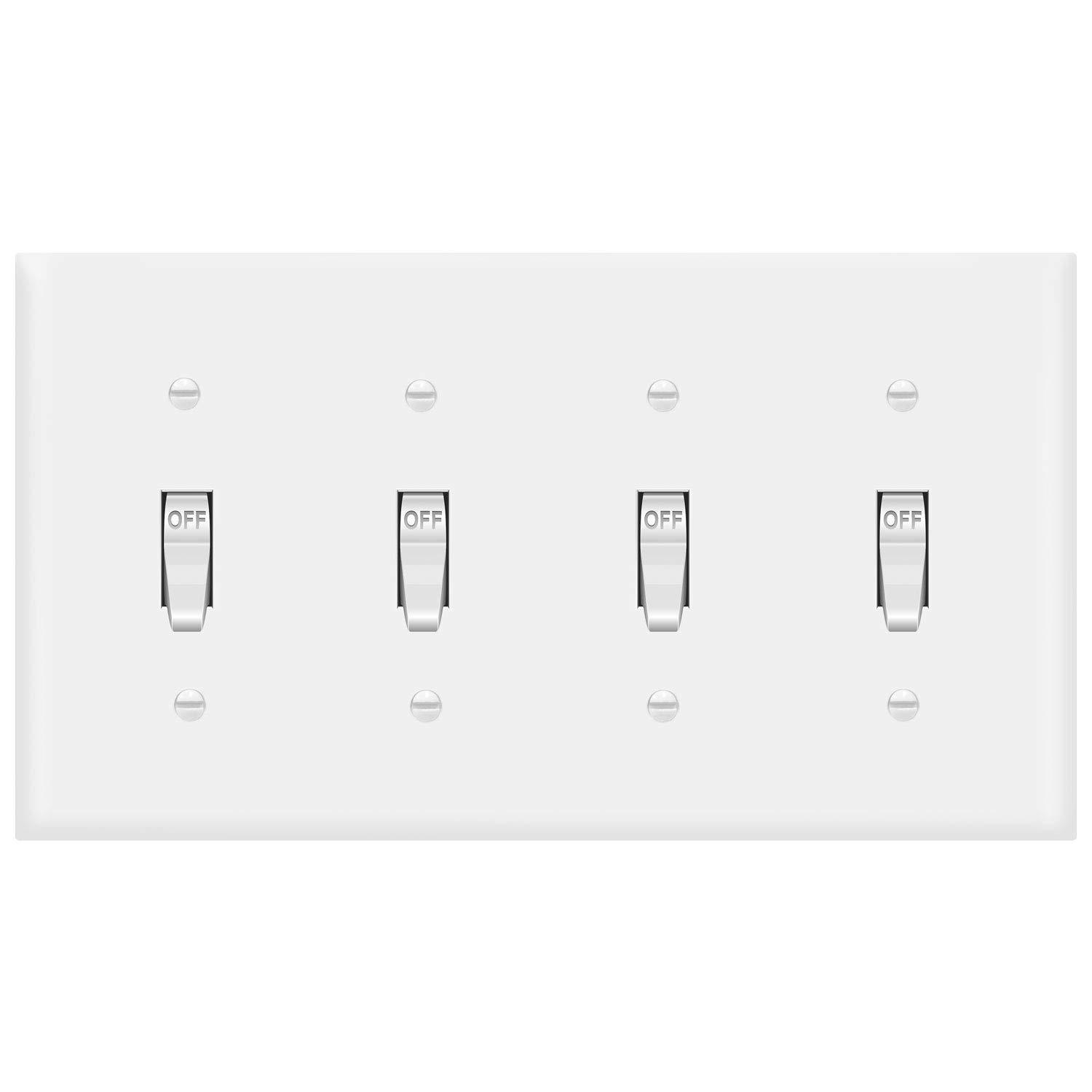 ENERLITES ENERLITES Quad Light Switch Wall Plate, Standard Size 4-Gang 4.50\" x 8.19\", Unbreakable Polycarbonate Thermoplastic, 8814-W, White