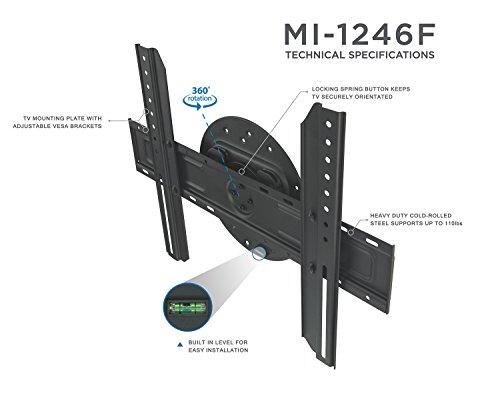 Mount-It! Mount-It! TV Wall Mount Landscape to Portrait Rotation, Fixed Mounting Bracket, Low-Profile for Samsung, Sony, Toshiba, Sharp, LG, Element, Westinghouse, TCL 32 to 60 Inch (Some 70") TVs, 110 lbs
