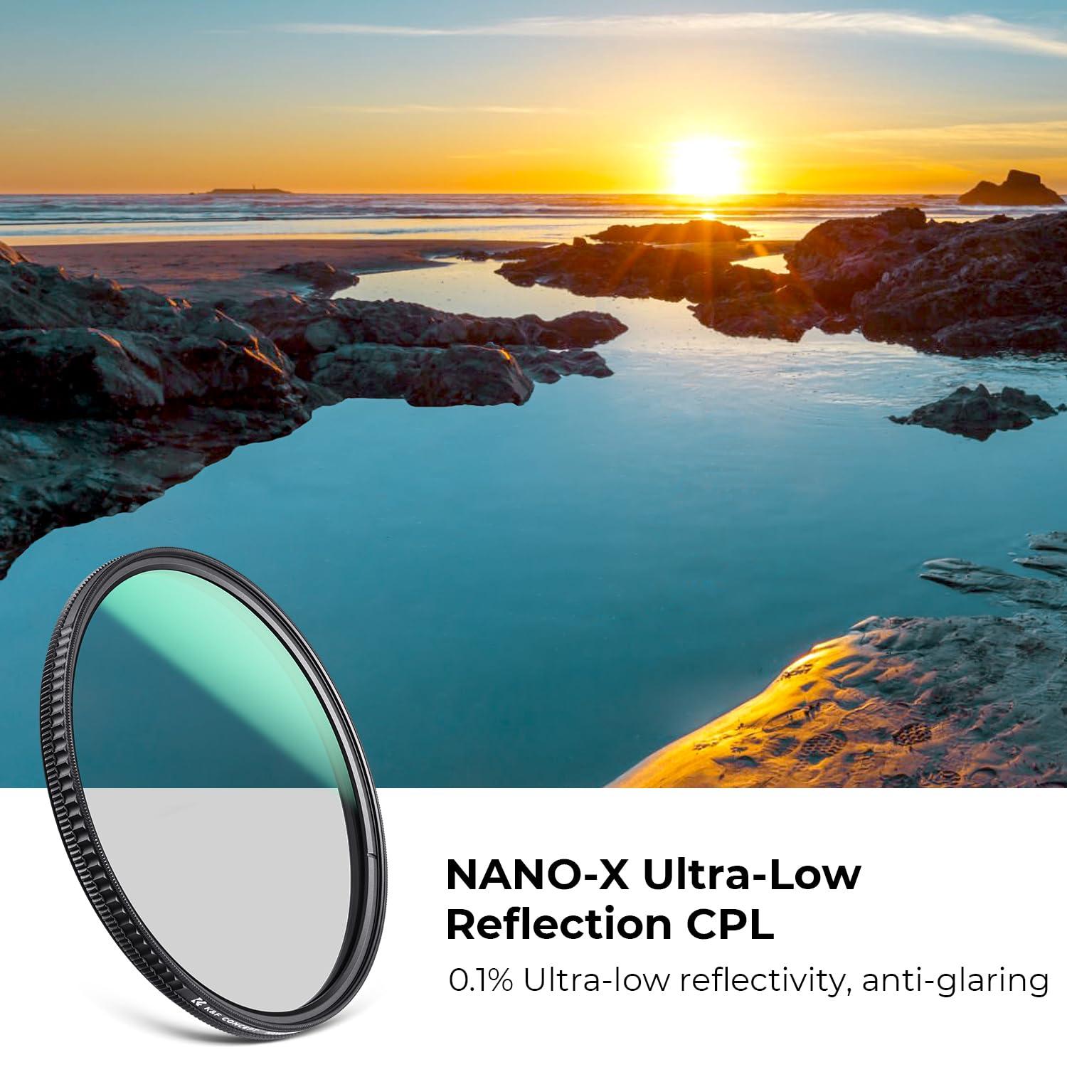 K&F Concept K&F Concept 37mm Ultra-Low Reflectivity Circular Polarizers Filter 28 Multi-Layer Coatings Ultra-Slim High Definition Polarizing Camera Lens Filter (Nano-X Series)