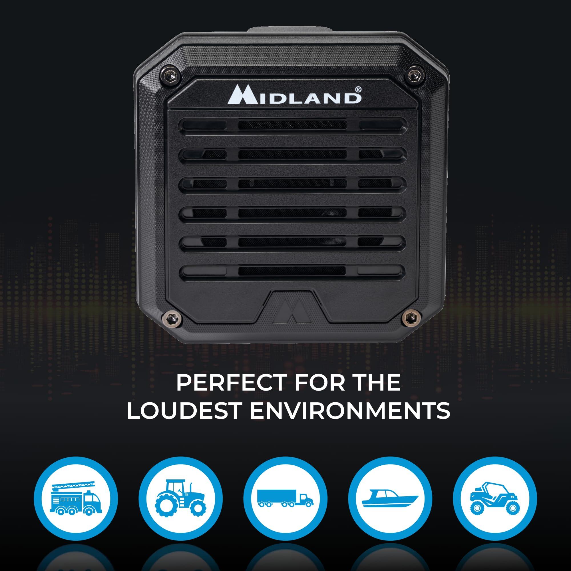 Midland Midland SPK200 - Amplified External Speaker with AI Noise Cancellation, 20 Watts of Power, 8 OHMS Dynamic Sound, IP67 Waterproof (Ultimate)