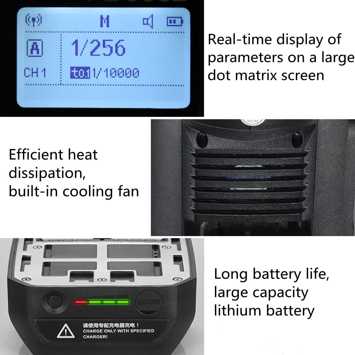 GODOX Godox AD600BM Outdoor Strobe Flash,Bowens Mount 600Ws GN87 High-Speed Sync Photography Studio Flash Monolight with 2.4G Wireless X System, 8700mAh Battery,500 Full Power Flash, Recycle in 0.01-2.5s