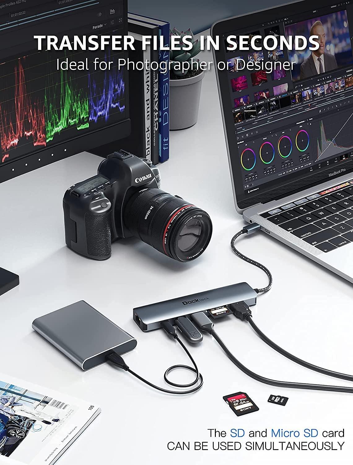 dockteck USB C Hub Multiport Adapter,Dockteck 7-in-1 USB-C Hub with 4K 60Hz HDMI with USB C to HDMI VGA Adapter, CableCreation USB Type C to Dual VGA HDMI Splitter Converter