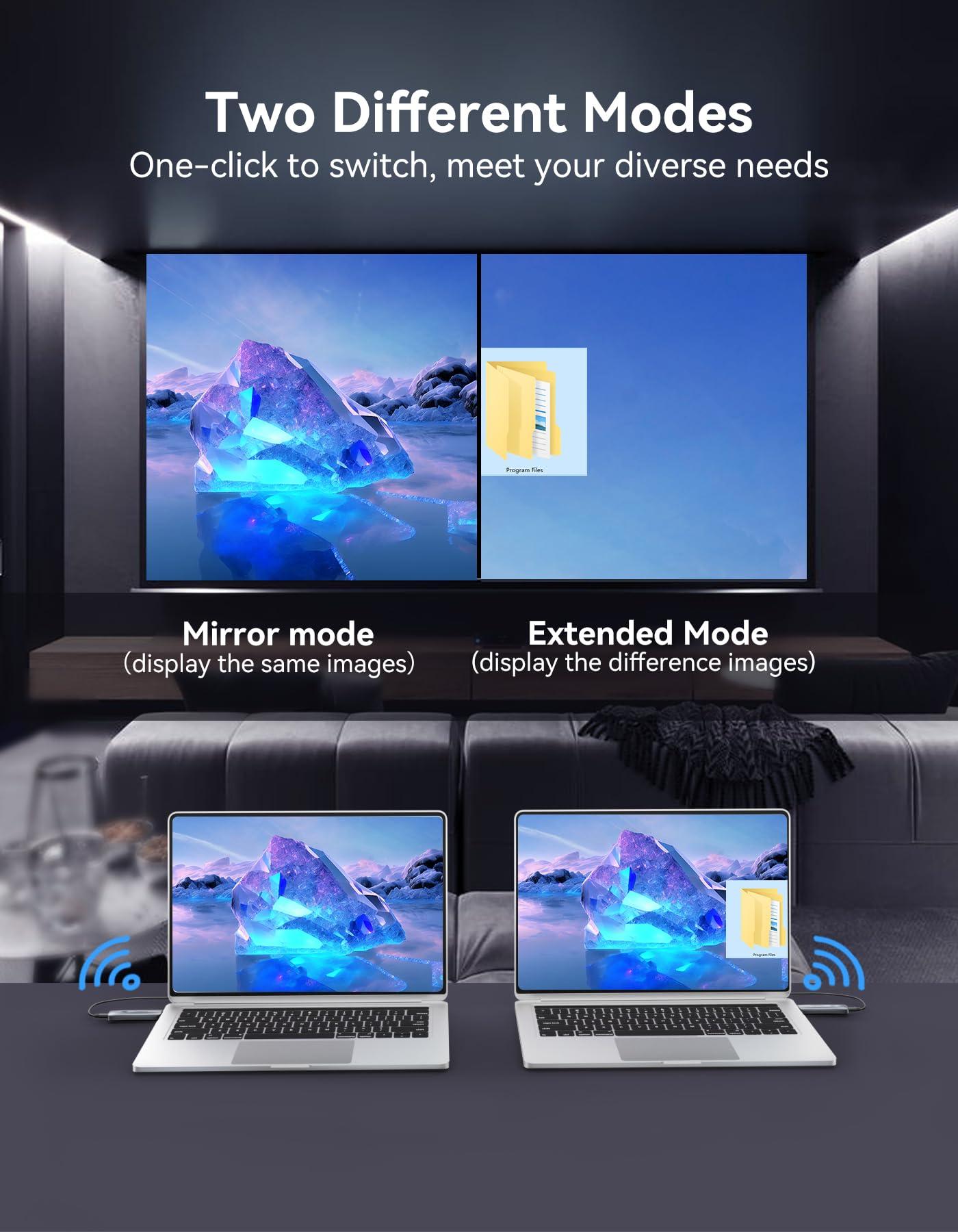 FIGEBNY Wireless HDMI Transmitter and Receiver 4K, FIGEBNY Wireless HDMI Extender Sender Kit 2.4G/5G for Streaming Video Audio to Monitor for TV Box/PC/Laptop/HDTV/Projector Camera Portable Gray