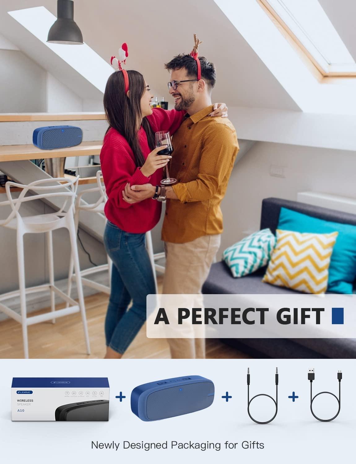 LENRUE LENRUE Bluetooth Speaker, Wireless Portable Speaker with Loud Stereo Sound, Rich Bass, 12-Hour Playtime, Built-in Mic. Perfect for iPhone, Samsung and More (Blue)