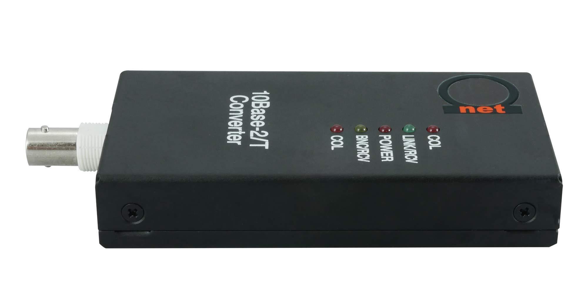 ADnet 10BaseT RJ45 UTP to 10Base2 Thinnet Coax BNC Media Converter | Ethernet Adapter 10Base-T/2