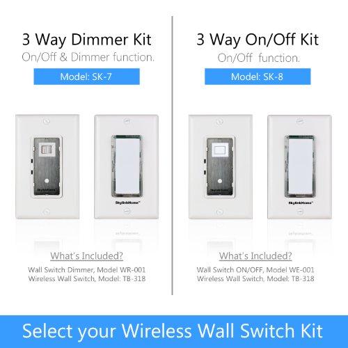 Skylink SK-8 Wireless DIY 3-Way On Off Anywhere Lighting Home Control Wall Switch Set - No neutral wire required