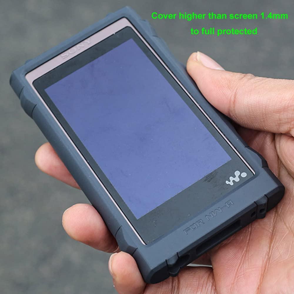 Fat Bear Fat Bear for Sony A55 Case,Anti-Skid Anti-Knock Shockproof Armor Full Protective Skin Case Cover for Sony Walkman NW-A55HN A56HN A57HN A50 A55 A56 A57 (Gray case with Tempered Glass)