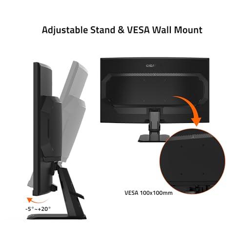 GIGABYTE GIGABYTE GS27QC 27" 165Hz 1440P Curved Gaming Monitor, 2560 x 1440 VA 1500R Display, 1ms (MPRT) Response Time, HDR Ready, FreeSync Premium, 1x Display Port 1.4, 2X HDMI 2.0,Black