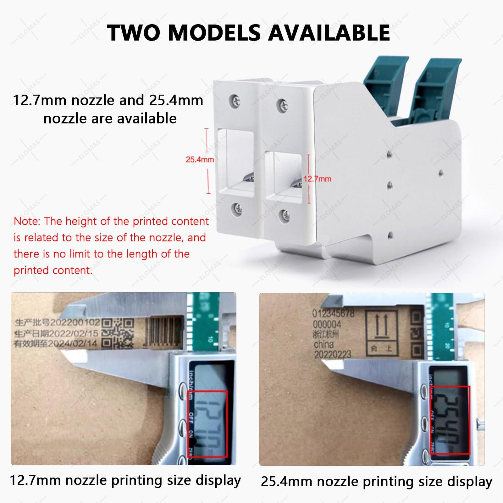 ELOMAS ELOMAS 12.7mm/25.4mm Automatic Inkjet Coding Machine Industrial Inkjet Printer for Production Line,Intelligent Variable Data/Date/Barcode/Image Thermal Inkjet Printer,12.7mm