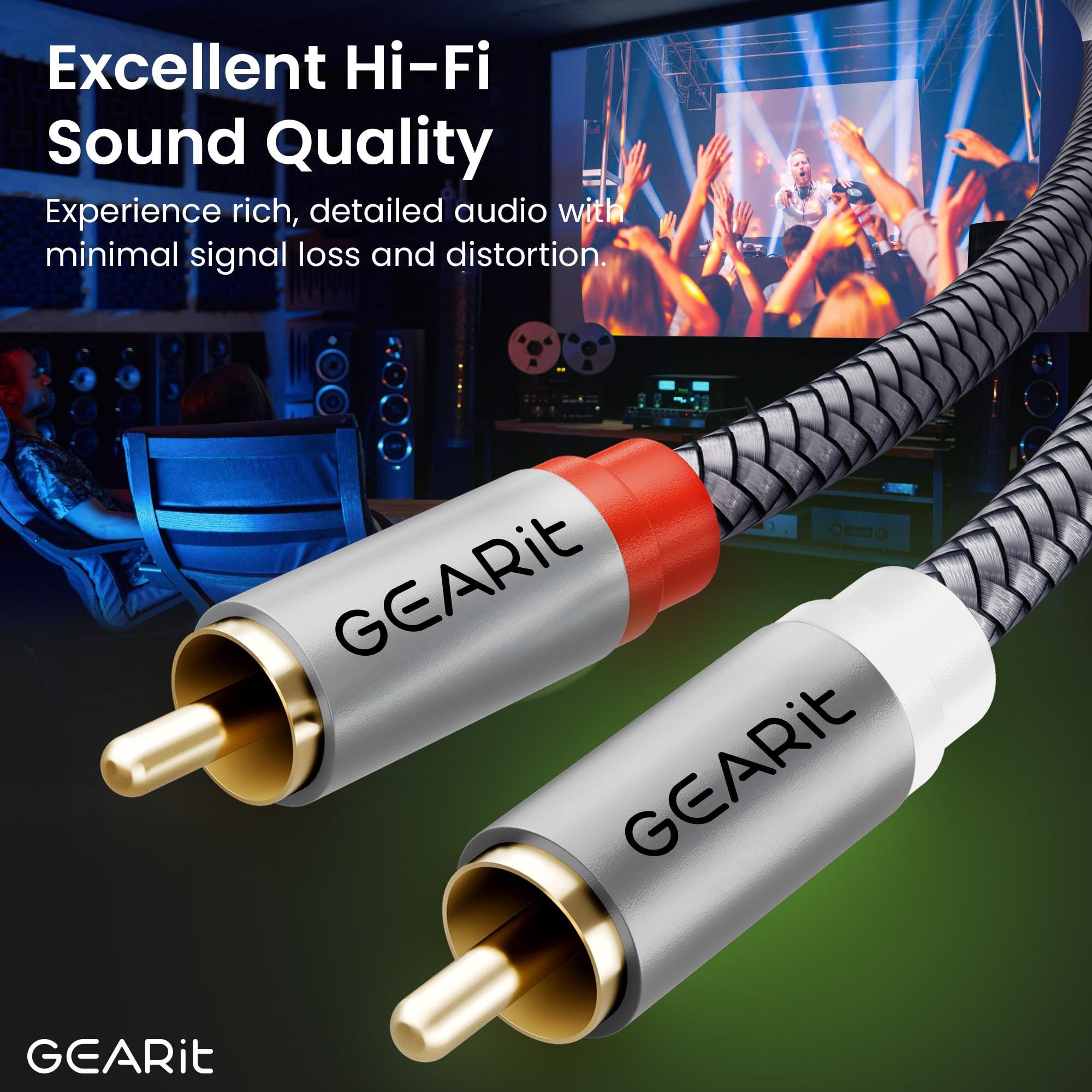 GEARit GEARit RCA Cable (15FT) 2RCA Male to 2RCA Male Stereo Audio Cables Shielded Braided RCA Stereo Cable for Home Theater, HDTV, Amplifiers, Hi-Fi Systems, Car Audio, Speakers, 15 Feet