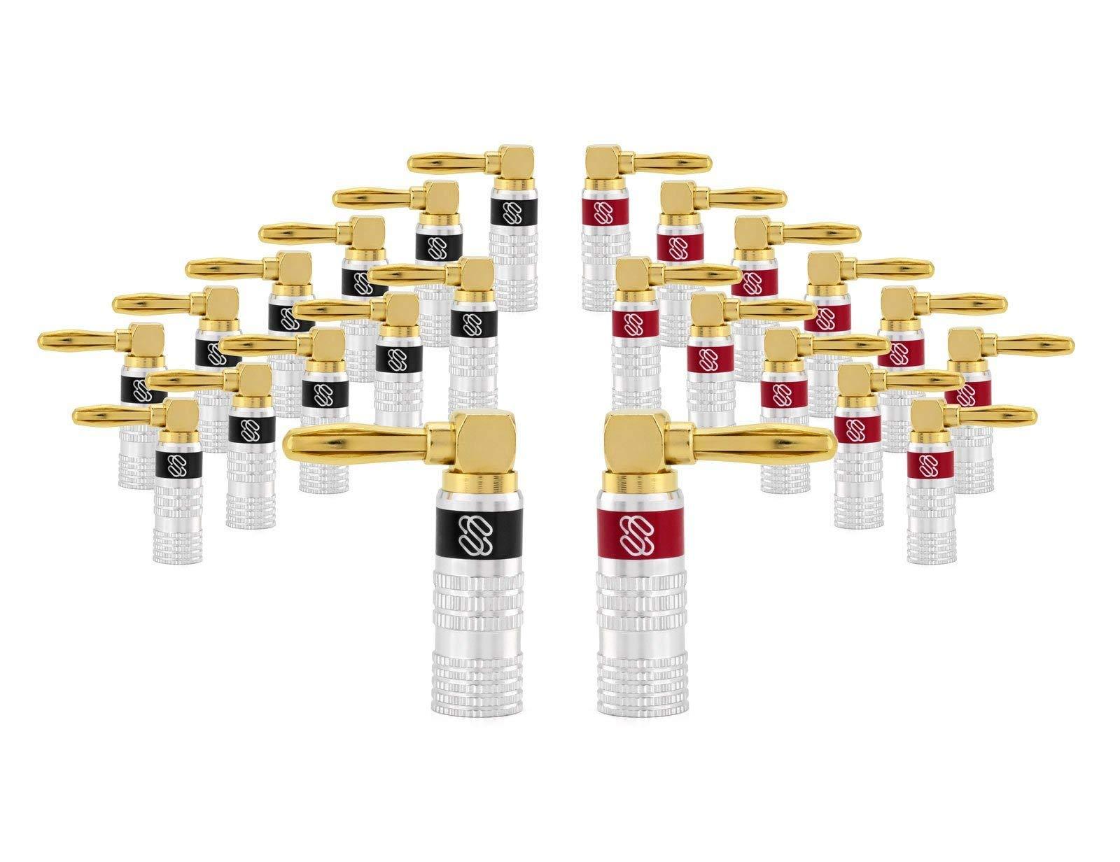 Sewell Sewell Silverback Right Angle Banana Plugs, 12 Pairs Quick Connect Gold Plated Speaker Plugs 90 Degree