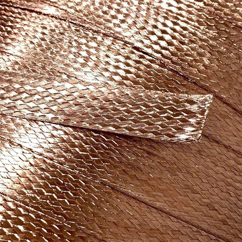 JAXU CWN 'ART JAXU CWN \'ART Copper Braided grounding Wire, Copper Braided Expandable Sleeve Cable, Width: 4mm, Thickness 1.0mm Length: 10m, (5435354464560)