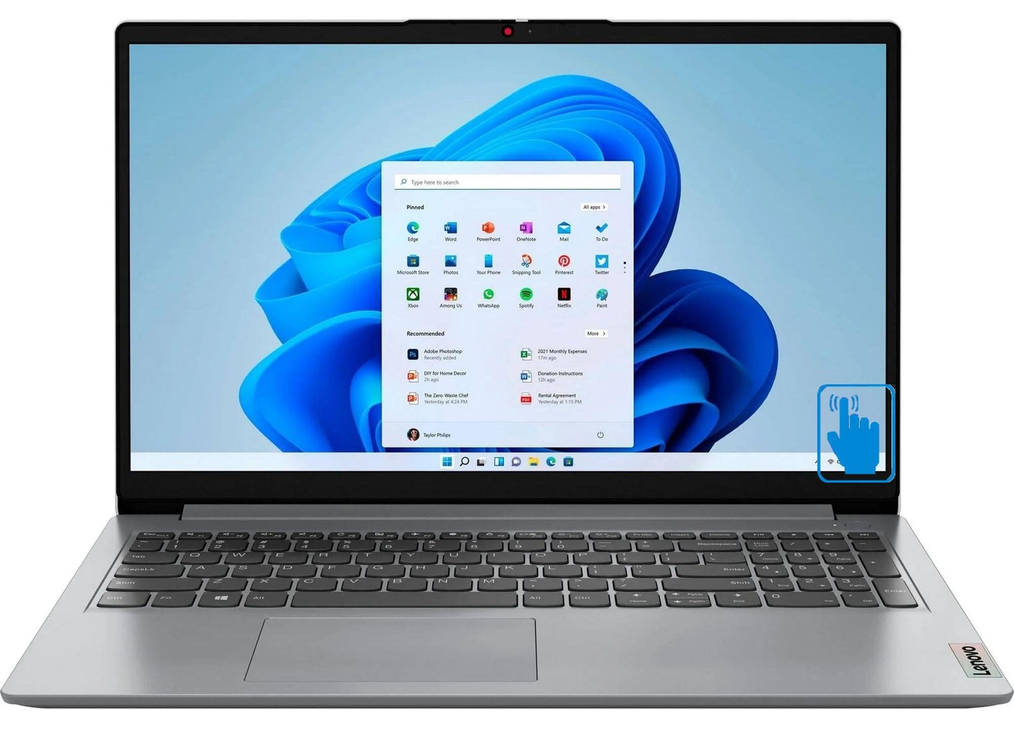 Lenovo Lenovo Ideapad 1i School & Business Laptop (Intel i3-1215U 6-Core, 16GB RAM, 1TB PCIe SSD, Intel UHD, 15.6" 60 Hz Touch Full HD (1920x1080), WiFi, Bluetooth, Win 11 Home S-Mode) with USB-C Dock