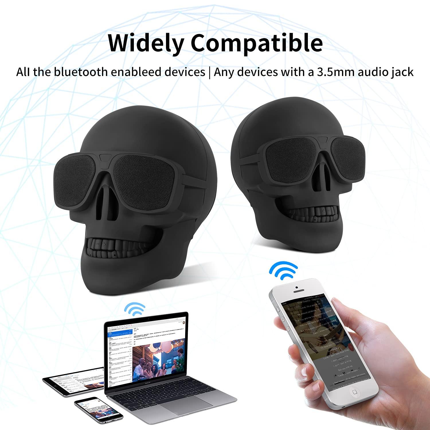 YSEECHENS YSEECHENS Skull Speaker Wireless Portable Bluetooth Speakers 8W Output Bass Stereo for Desktop PC/Laptop/Mobile Phone/MP3/MP4 Player