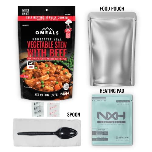 OMEALS OMEALS Vegetable Stew w/Beef-MRE-Extended Shelf Life-Fully Cooked w/Heater-No Refrigeration-Outdoor Enthusiast, Travelers, Emergency Supplies-USA Made