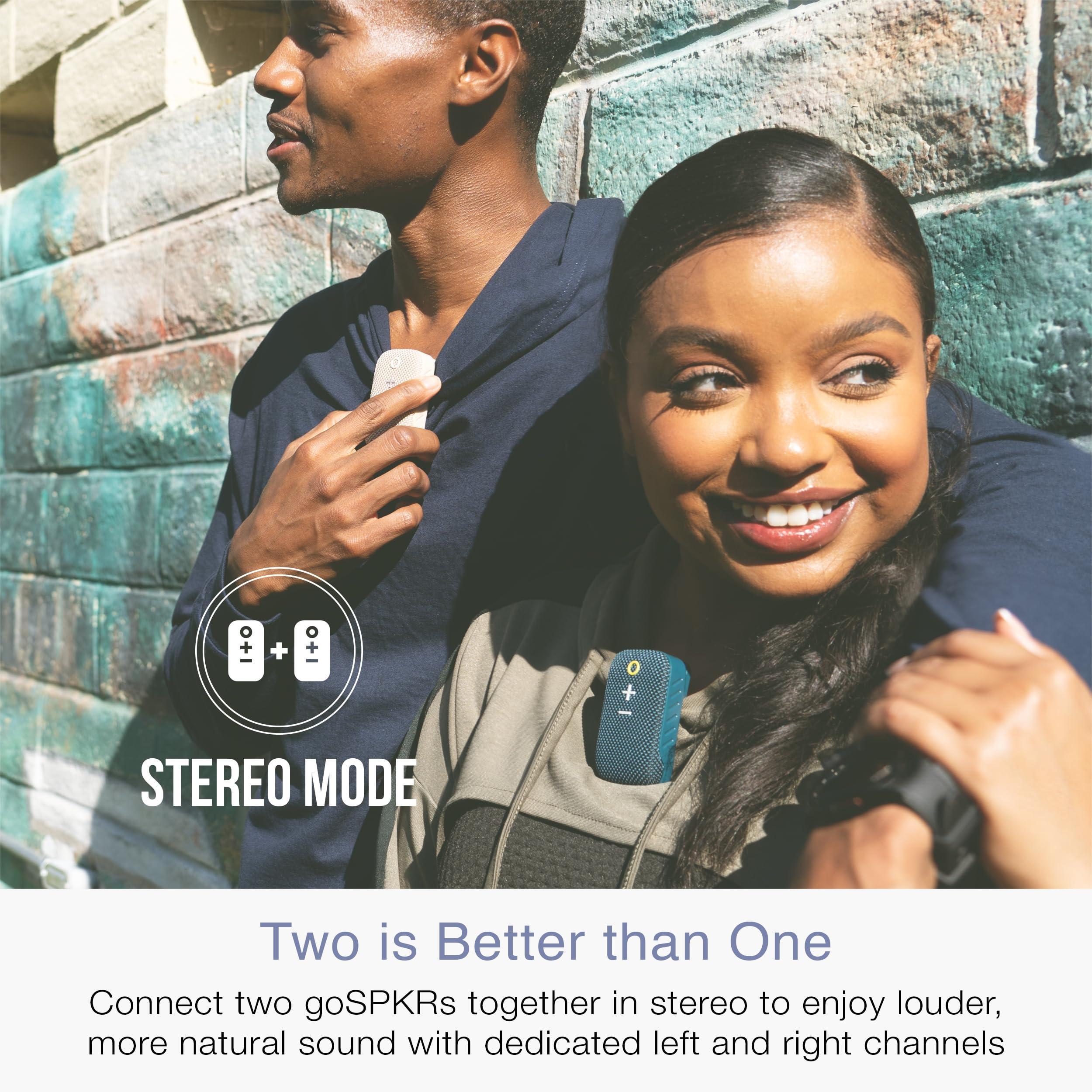 MEE audio MEE audio goSPKR Small Wearable Clip-on Bluetooth Speaker with IPX5 Water Resistance, Built-in Speakerphone with Microphone for Hands-Free Calls, Compact Design, Can Connect Up to 2 in Stereo (Blue)