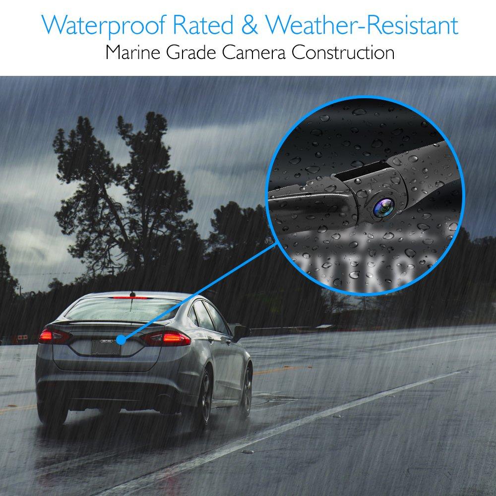 Pyle Pyle Dash Cam, Rearview Mirror Monitor, Night Vision, 7.4 LCD Screen, Backup Camera, Slim Bar Design, Waterproof IP-69, G-Sensor, Audio Recording, 32GB Memory Slot, Universal Mount, Includes Cables