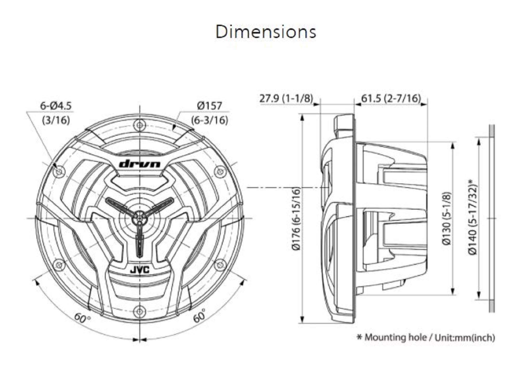 JVC JVC CS-DR6200M Marine 6.5" 2-Way Coaxial Speaker - Set of 2 (White) featuring Water Resistant Woofers / UV Resistant Grilles / Max Power 150W