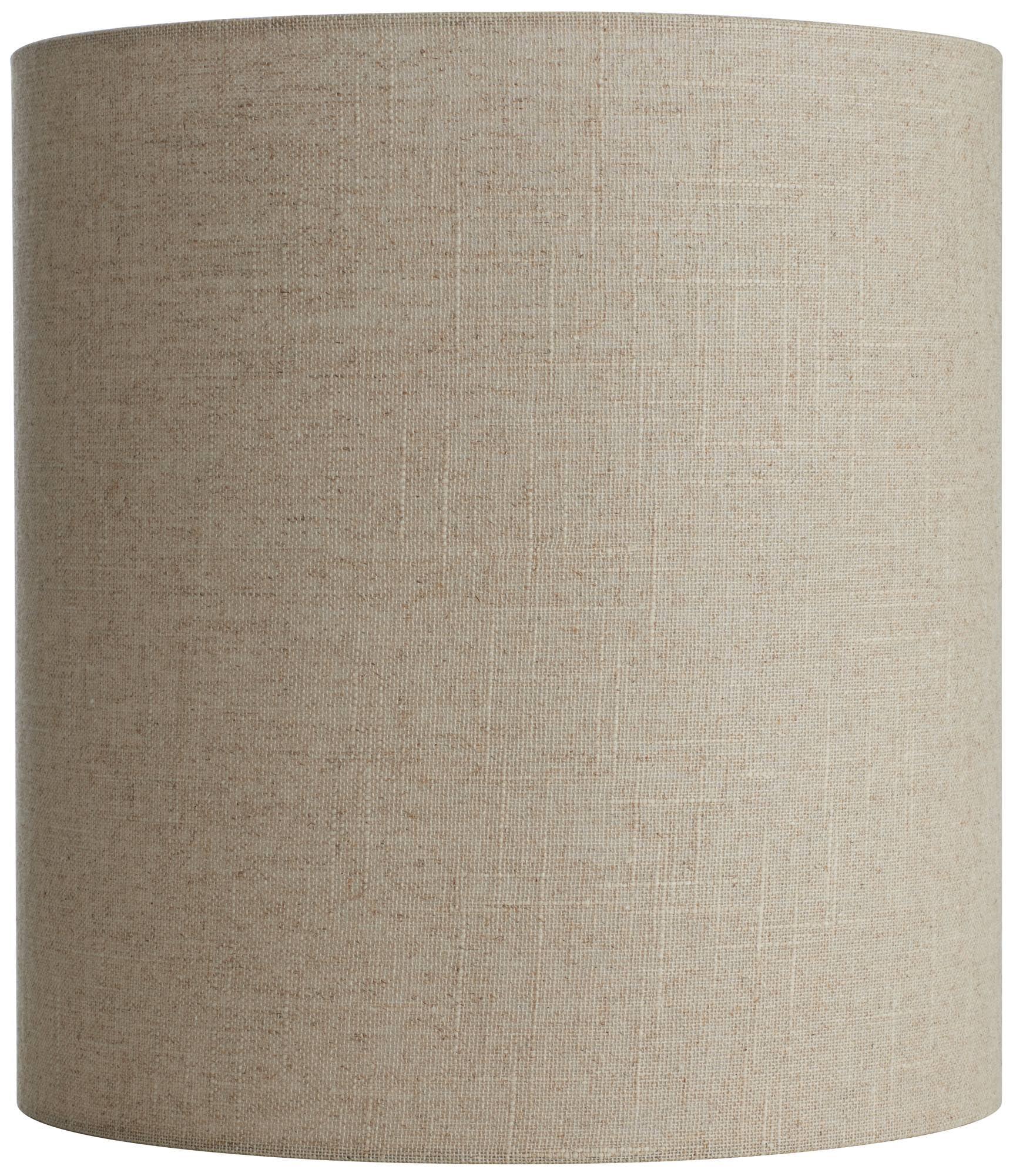 Springcrest 14\" Top x 14\" Bottom x 15\" High x Lamp Shade Replacement Medium Tall Oatmeal Beige Drum Round Rustic Farmhouse Western Linen Fabric Spider Harp Finial - Springcrest
