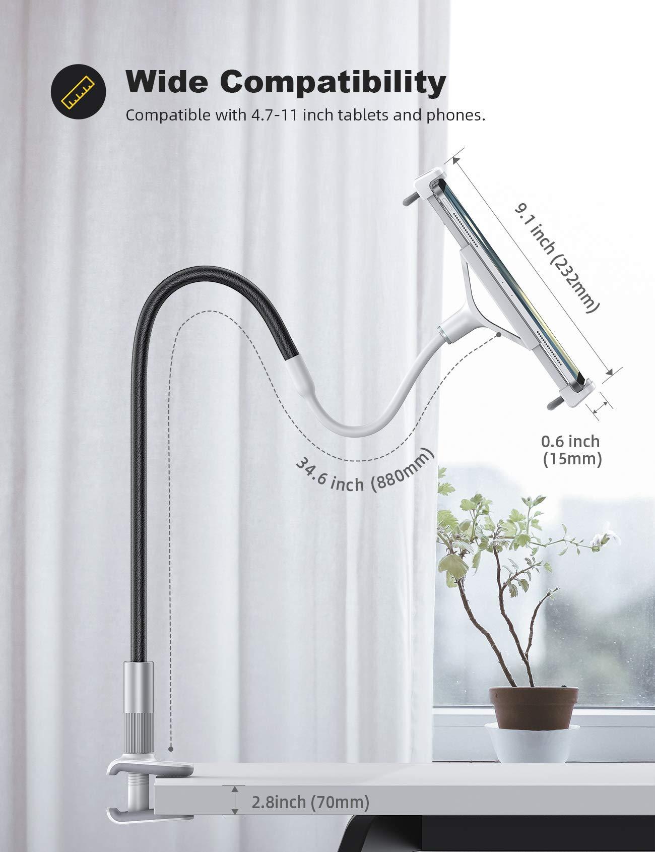 Lamicall Lamicall Gooseneck Tablet Holder, Tablet Mount : Flexible Arm Clip Tablet Stand for Bed, Tablet Desk Mount, Compatible with iPad Pro 11\", Mini Air, Galaxy Tabs More 4.7 to 10.5\" Phones and Tablets