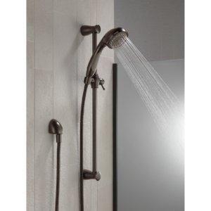 DELTA FAUCET Delta Faucet 3-Spray Slide Bar Hand Held Shower with Hose, Gold Handheld Shower Head, Slide Bar Hand Shower, Handheld Shower, Detachable Shower Head, Champagne Bronze 57014-CZ, 0.5