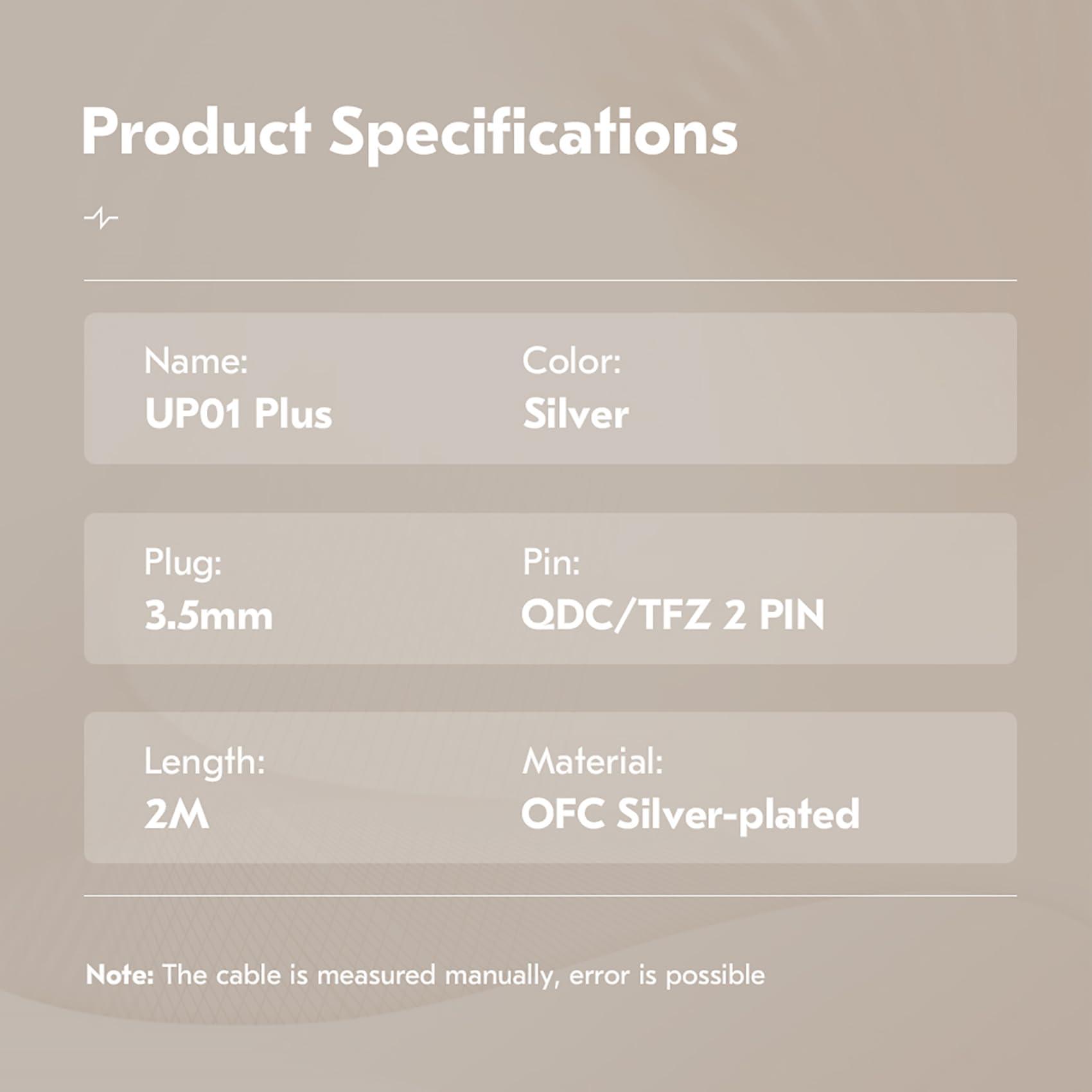 H HIFIHEAR 2 Meter Length Long IEM Cable, in Ear Monitor Cable, CCZ UP01 Plus 5N OFC Replacement Headphone Extension Cable QDC Pins for KZ ZS10 PRO/ZSN PRO X/EDX PRO/Castor/ZS12 PRO X (2PIN-C 3.5MM, without Mic)