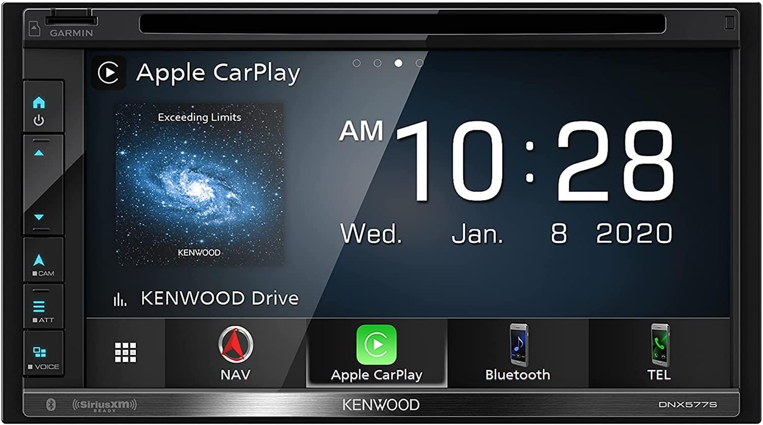 Kenwood Kenwood DNX577S 6.8" Capacitive Touchscreen DVD Navigation Receiver | Apple CarPlay & Android Auto Compatible| Plus CMOS-230 Rearview Camera with Universal Mounting Hardware & Video Cable
