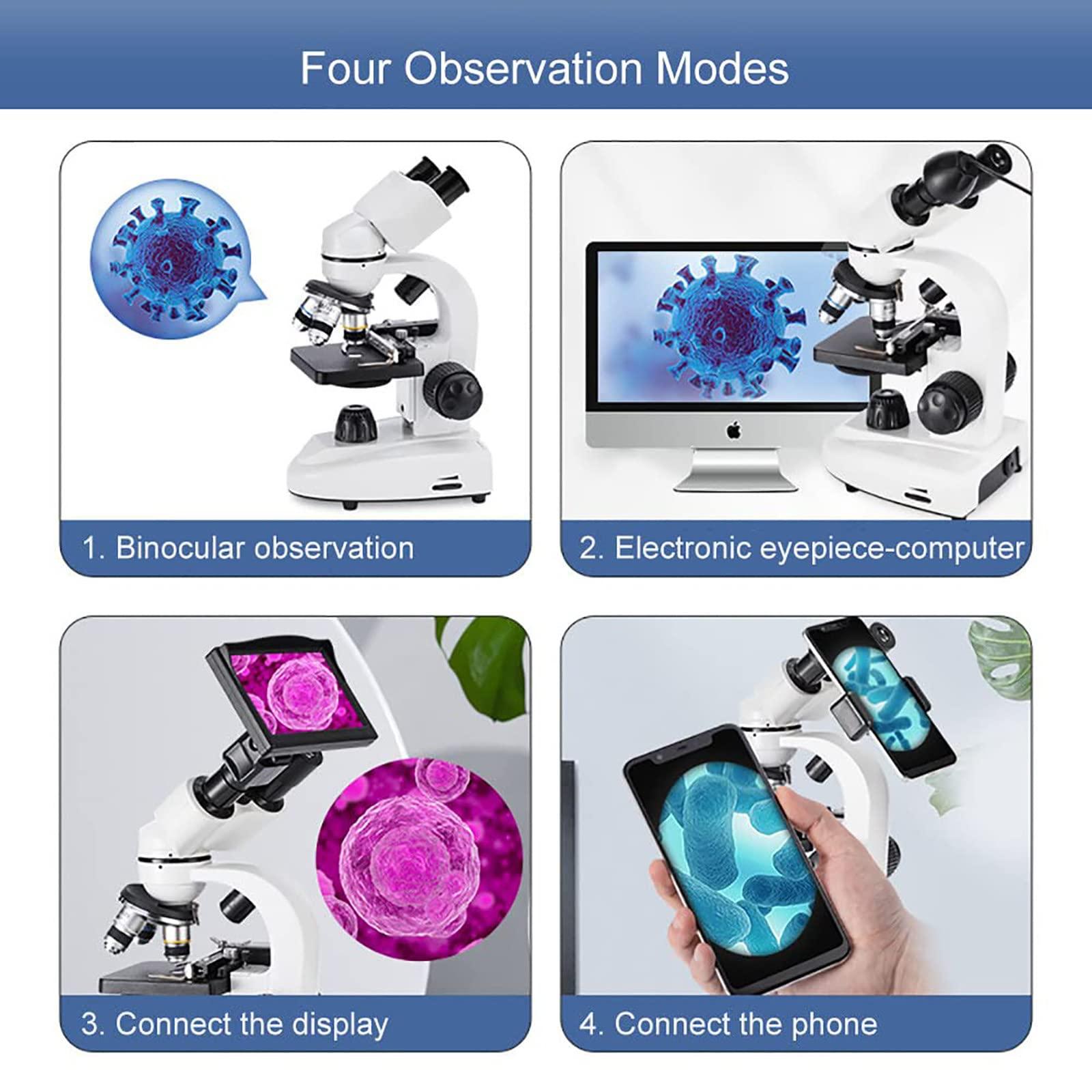 Hoiaost 6000X /10000 X /15000X / 20000X Compound Microscopes, Binocular Biological Microscope, with Mobile Phone Holder, Can Be Connected to A Computer Screen, for Amateur Scientist/Hobbyist,15000X