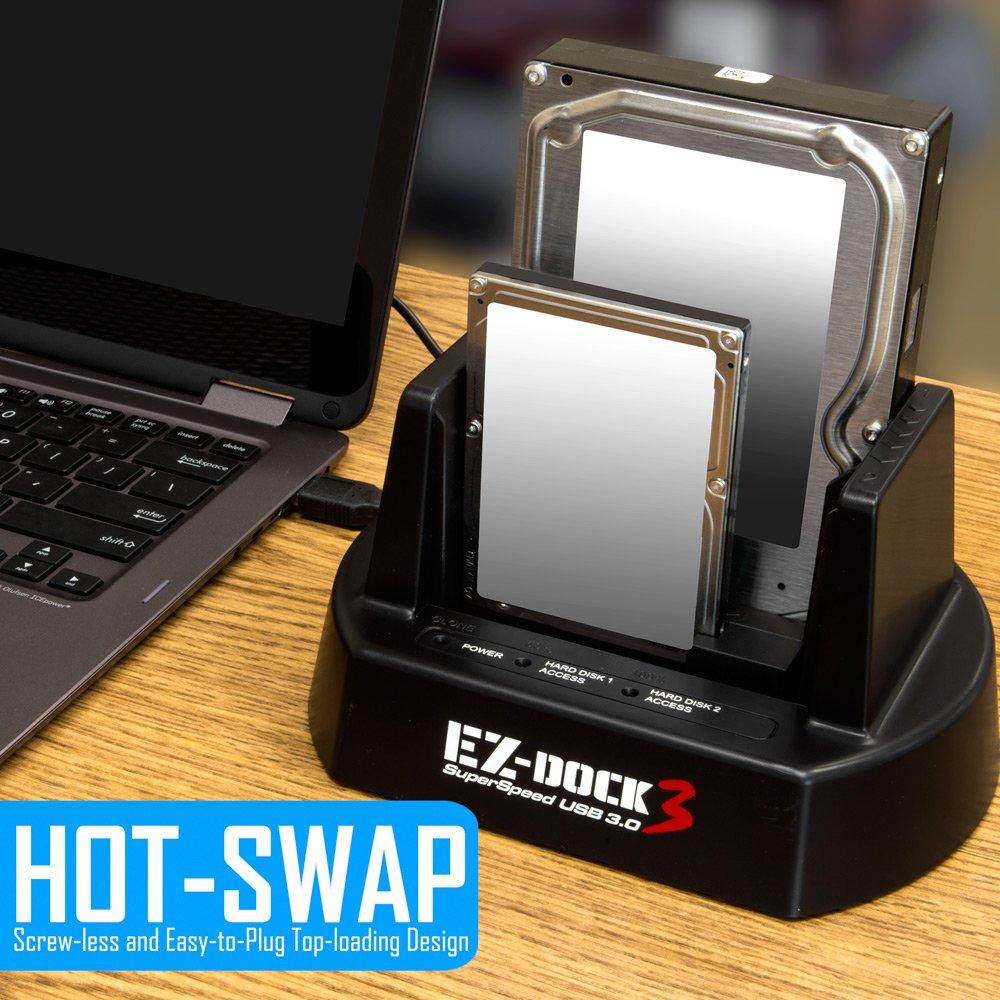 Kingwin Kingwin USB 3.0 to SATA/SSD Dual Bay Hard Drive Docking Station w/Offline Clone Function. Compatible w/ 2.5/3.5 Inch SATA HDD/SSD (SATA I/II/III). Tool-Free Design, Support 2x8TB Drives & UASP