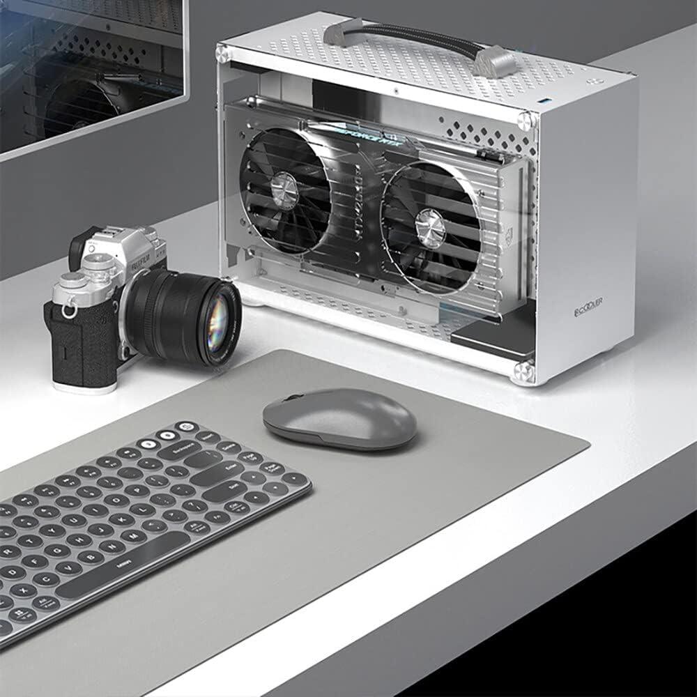 MerainMe ITX Mini A4 Computer Case 7.5L Aluminum Mini-ITX Motherboard Small PC Case Test Bench Support SFX Power Supply 300mm Vedio Card Transparent Acrylic Side Panel