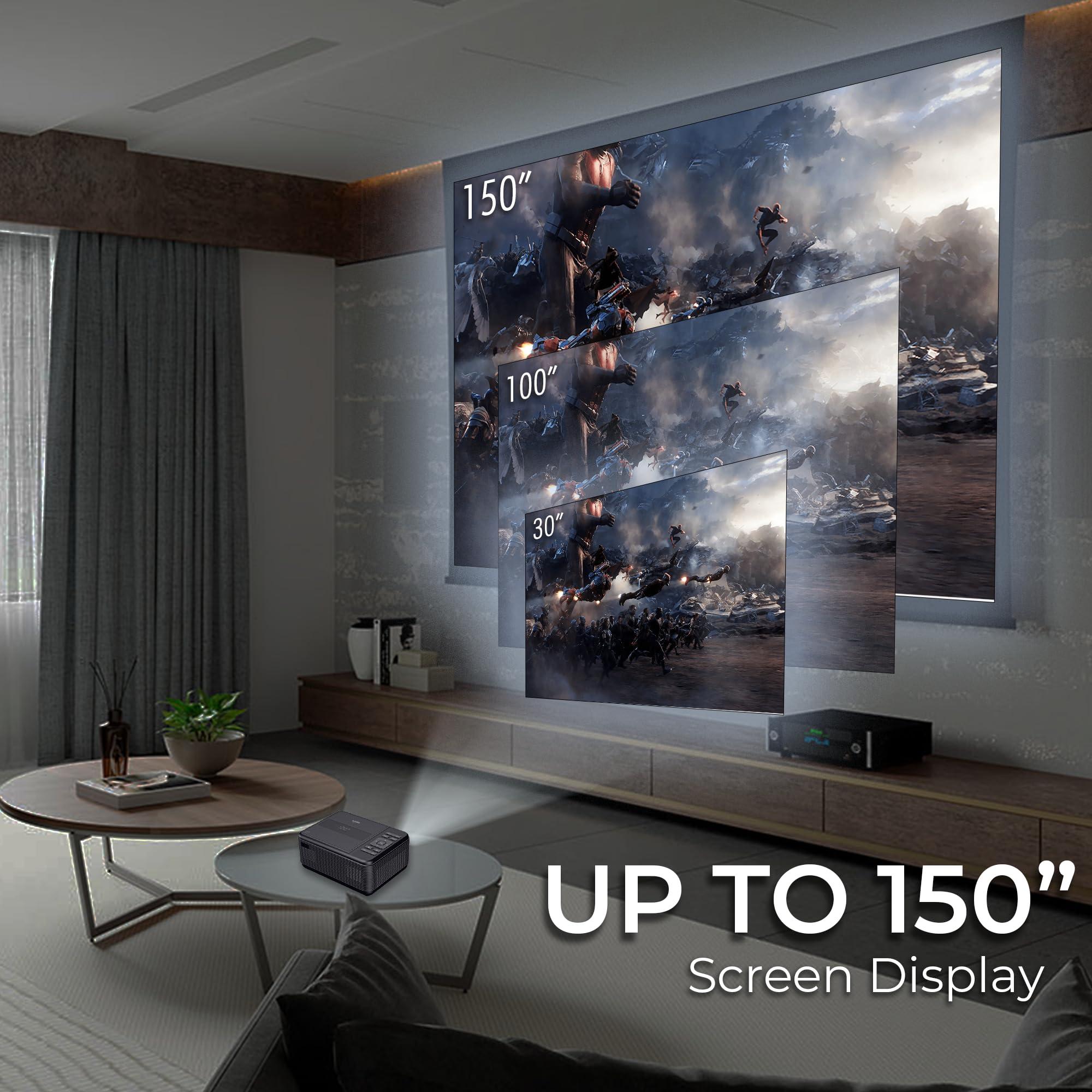 RCA RCA DVD PROJECTOR WITH SPEAKER BUILT IN - Mini Portable Projector with Bluetooth - Indoor/Outdoor Projector and Screen Package - HDMI/AV/VGA/Micro SD Compatible - Quiet Fan System - 1920x1080 Res